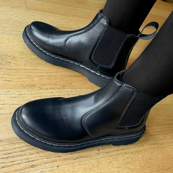Womens Black Chunky Heel Short Chelsea Ankle Boot - US 6.5 - Picture 3 of 6
